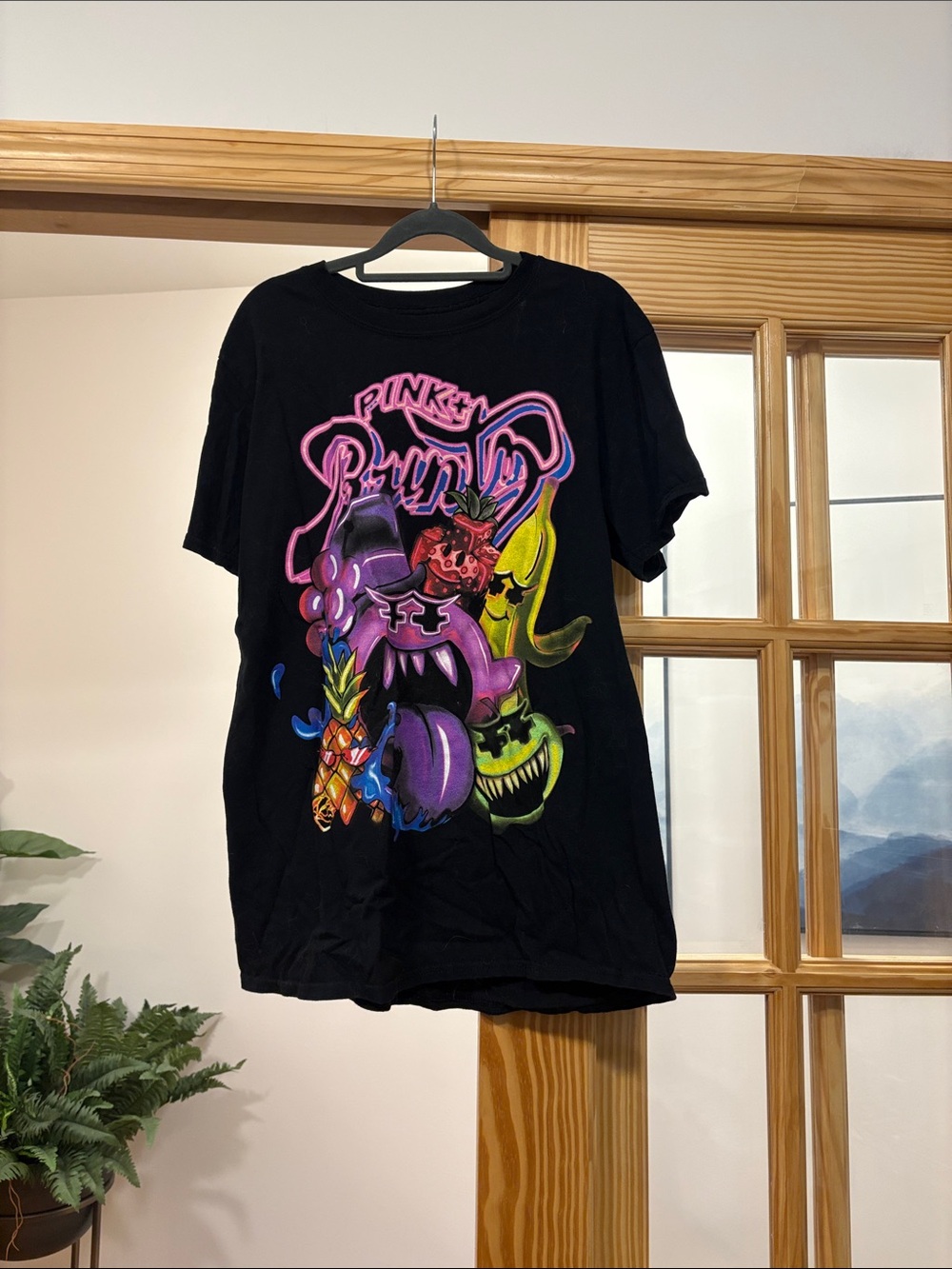 Pink Dolphin Black Short Sleeve Tee with Neon Graphic